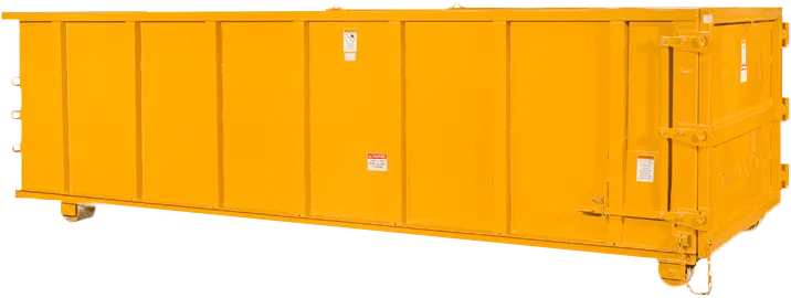 Image of a 30 yard yellow roll off dumpster